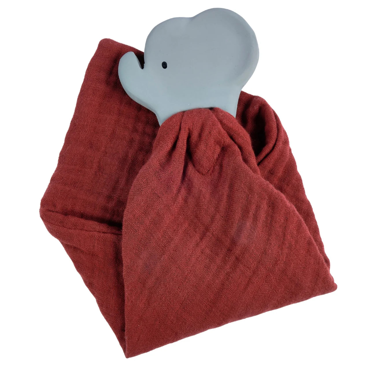 Organic Cotton Comforter With Natural Rubber Teether - Elephant