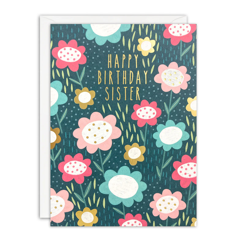 Sister Birthday Flowers Card