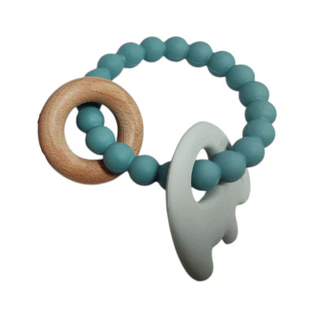 Elephant Teether Beads - Ocean Blue