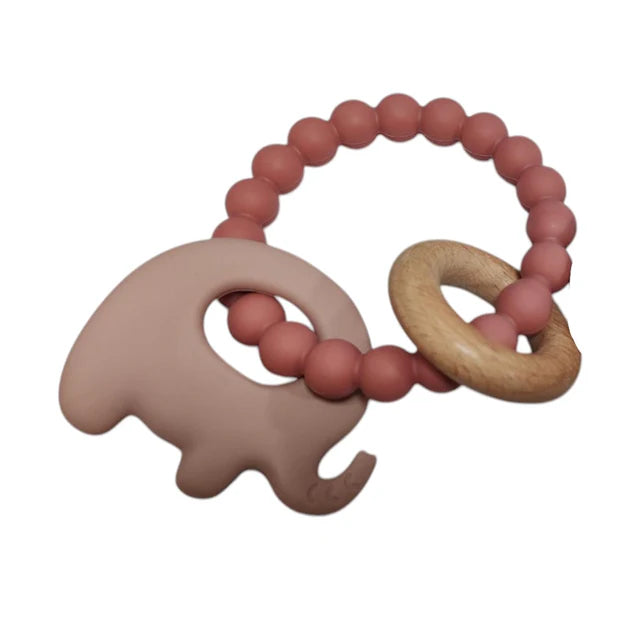 Elephant Teether Beads - Pink Haze