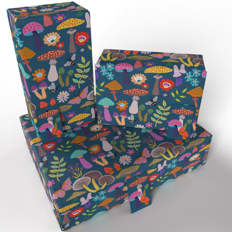 Purple Magical Mushrooms Wrapping Paper