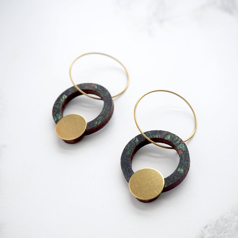 Green Ring Hoop Earrings