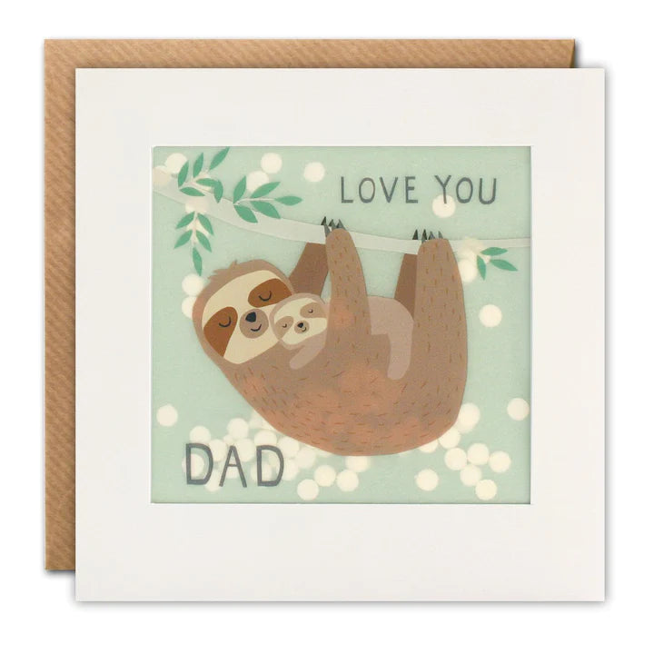 Love You Dad Sloth Paper Shakies Card