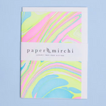 Waves Neon Hand Marbled Greeting Card