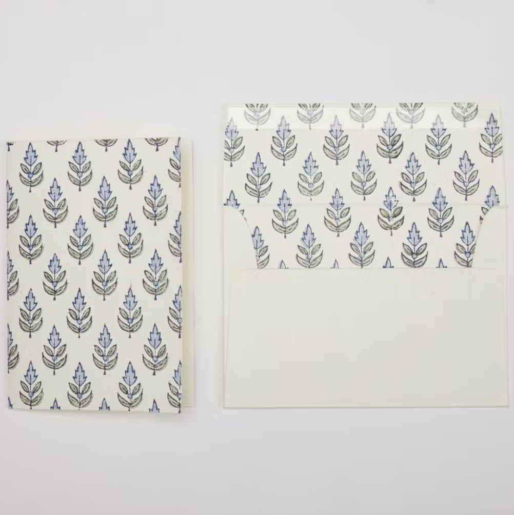 Buti Blue Stone Hand Block Printed Greeting Card