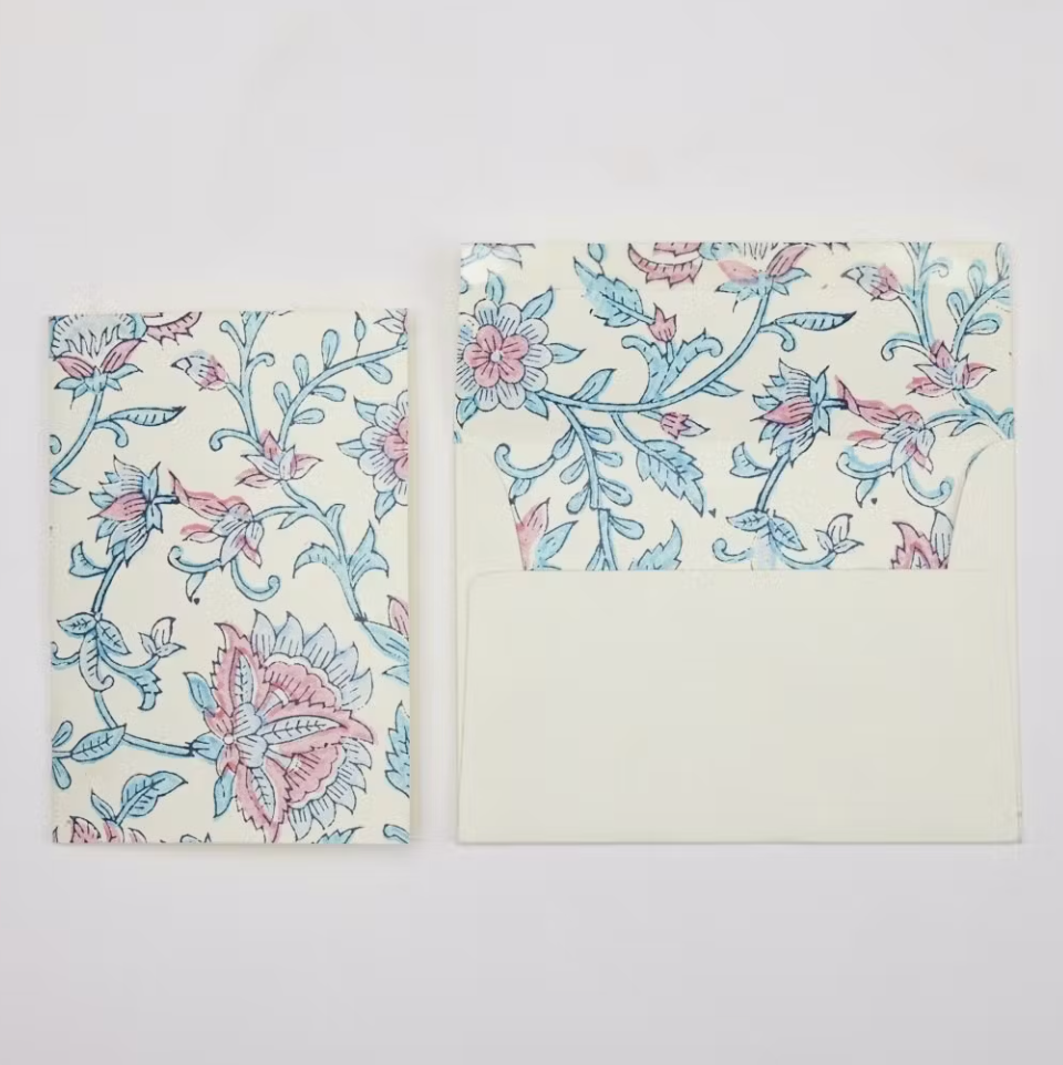 Flora Sky Hand Block Printed Greeting Card