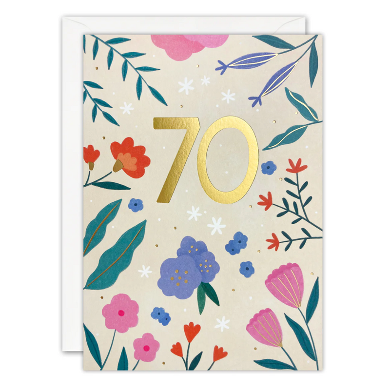 Age 70 Flowers Sunbeams Card
