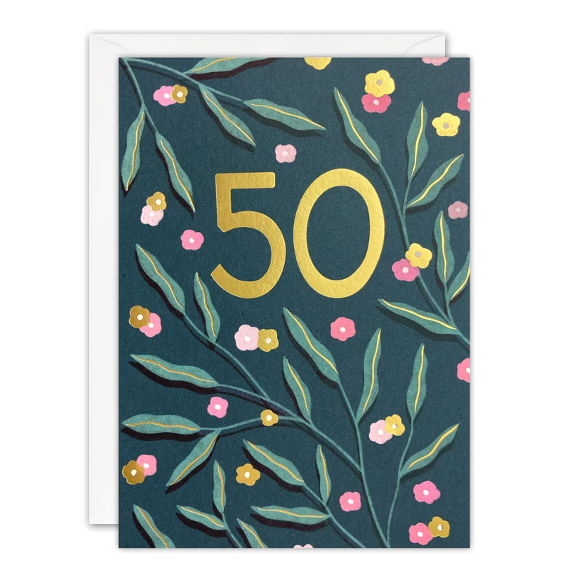 Age 50 Botanical Sunbeams Card