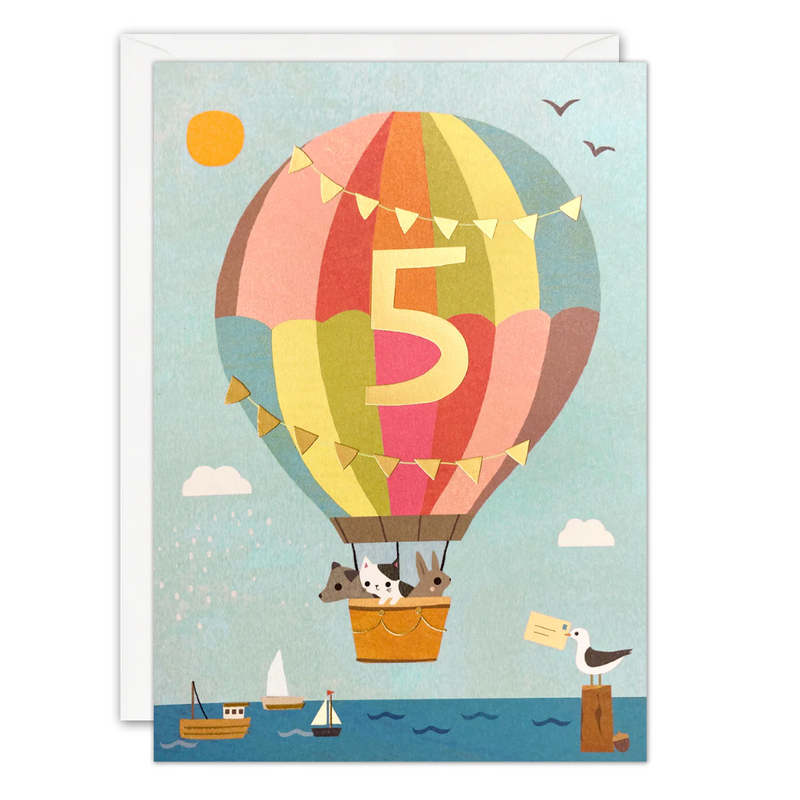 Age 5 Balloon Acorns Card