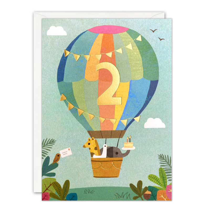 Age 2 Balloon Acorns Card