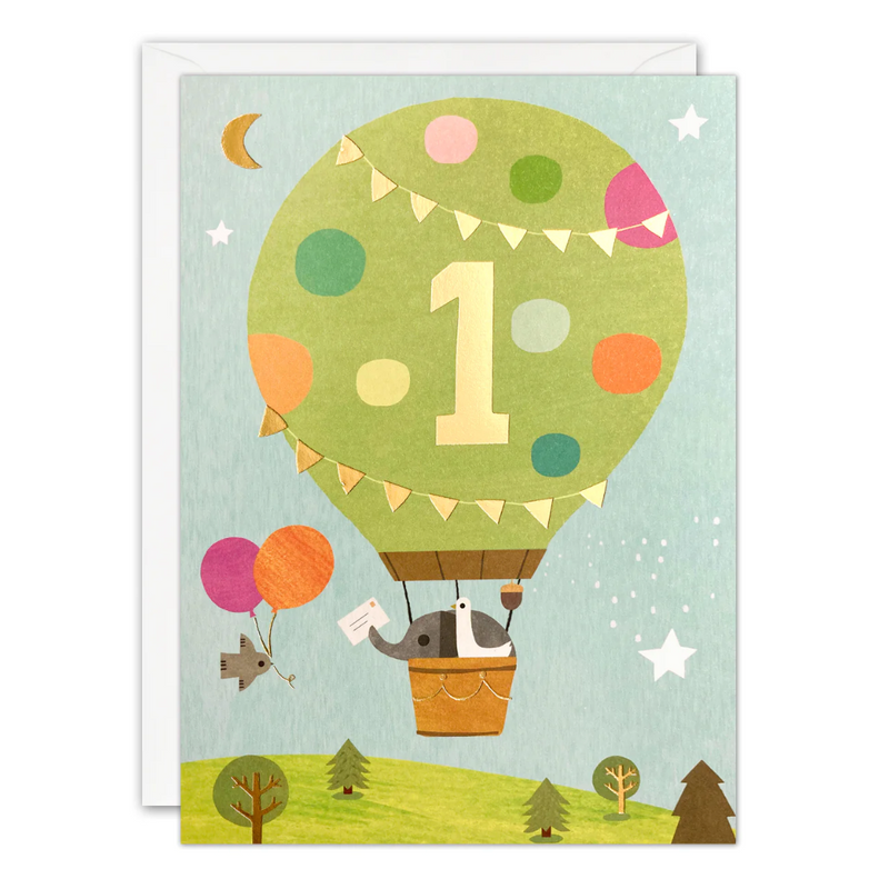 Age 1 Balloon Acorns Card