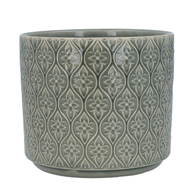 Grey Trellis Ceramic Pot Cover