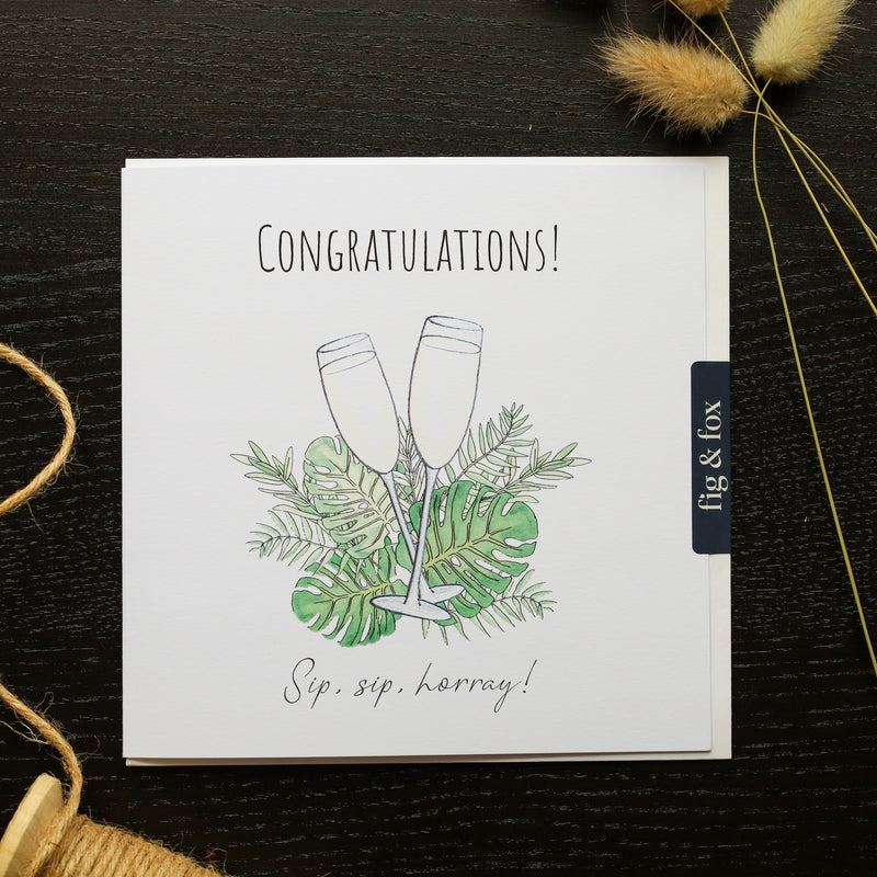 Sip, Sip, Hooray Celebration Card