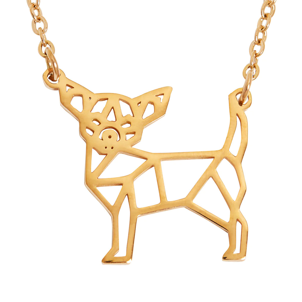 Chihuahua Dog Geometric Necklace Rose Gold – Fig Fox