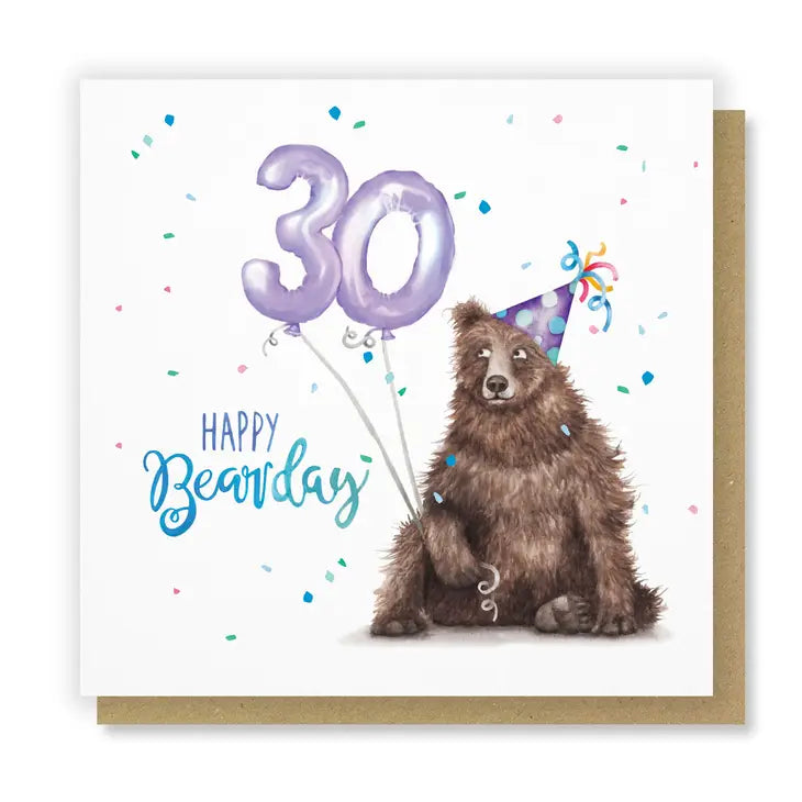 Happy Bearday 30th Card