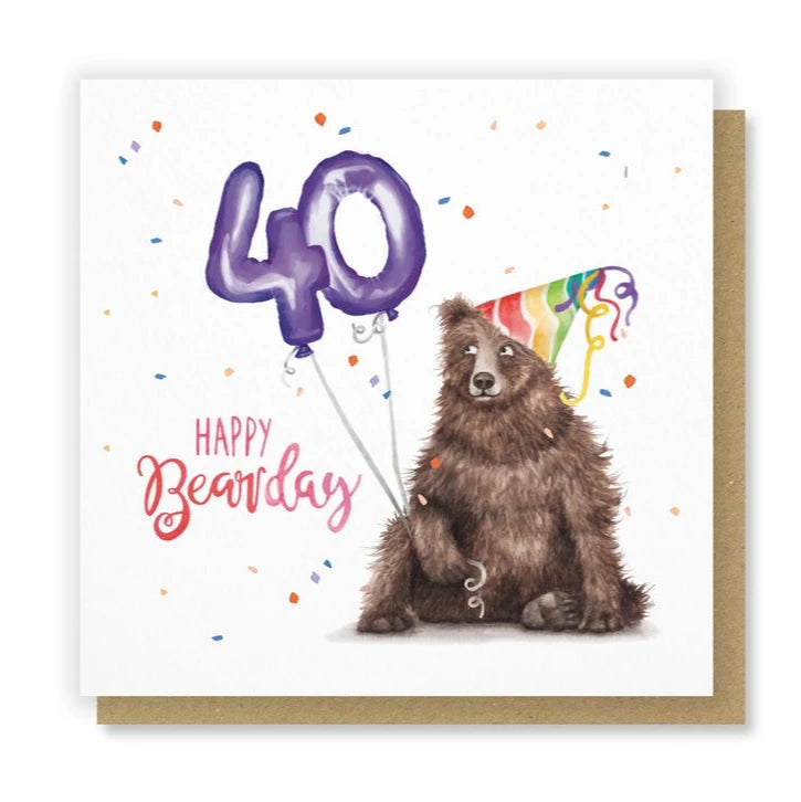 Happy Bearday 40th Card