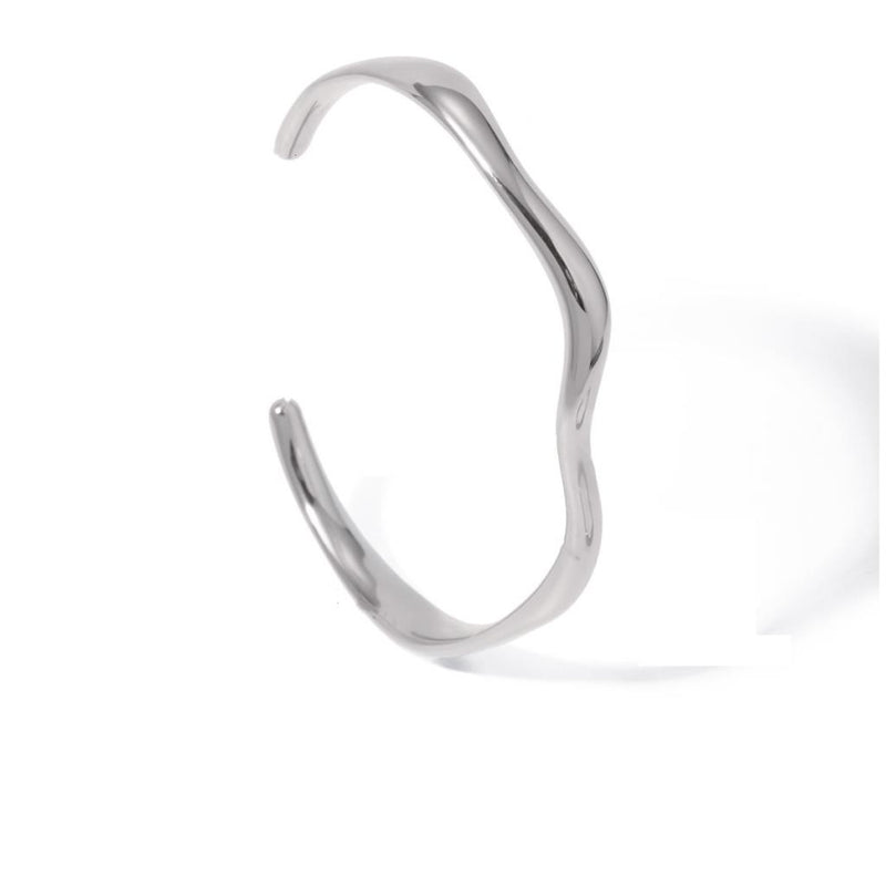 Waved Silver Bangle
