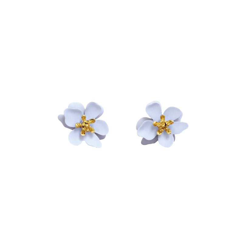 Double Layer Flower Earrings - Light Blue