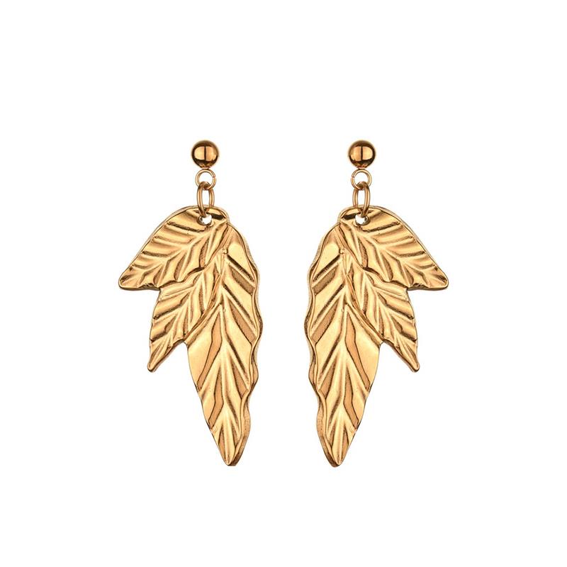 Jagged Leaf Earring in Gold