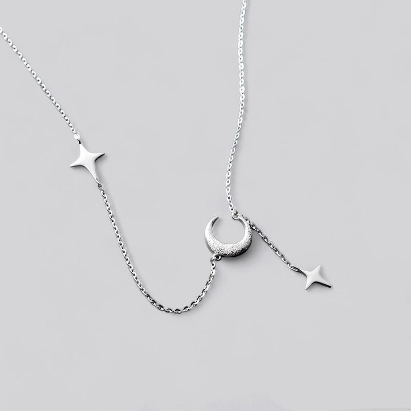 Star and Moon Drop Necklace