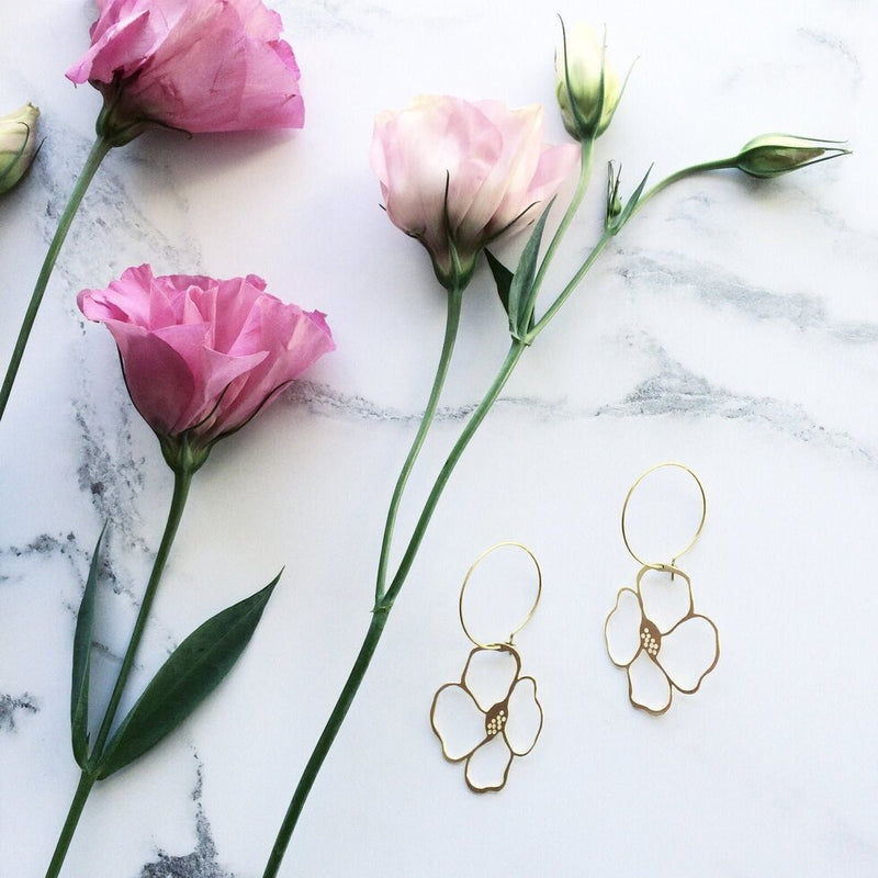 Anemone Hoop Earrings - Gold
