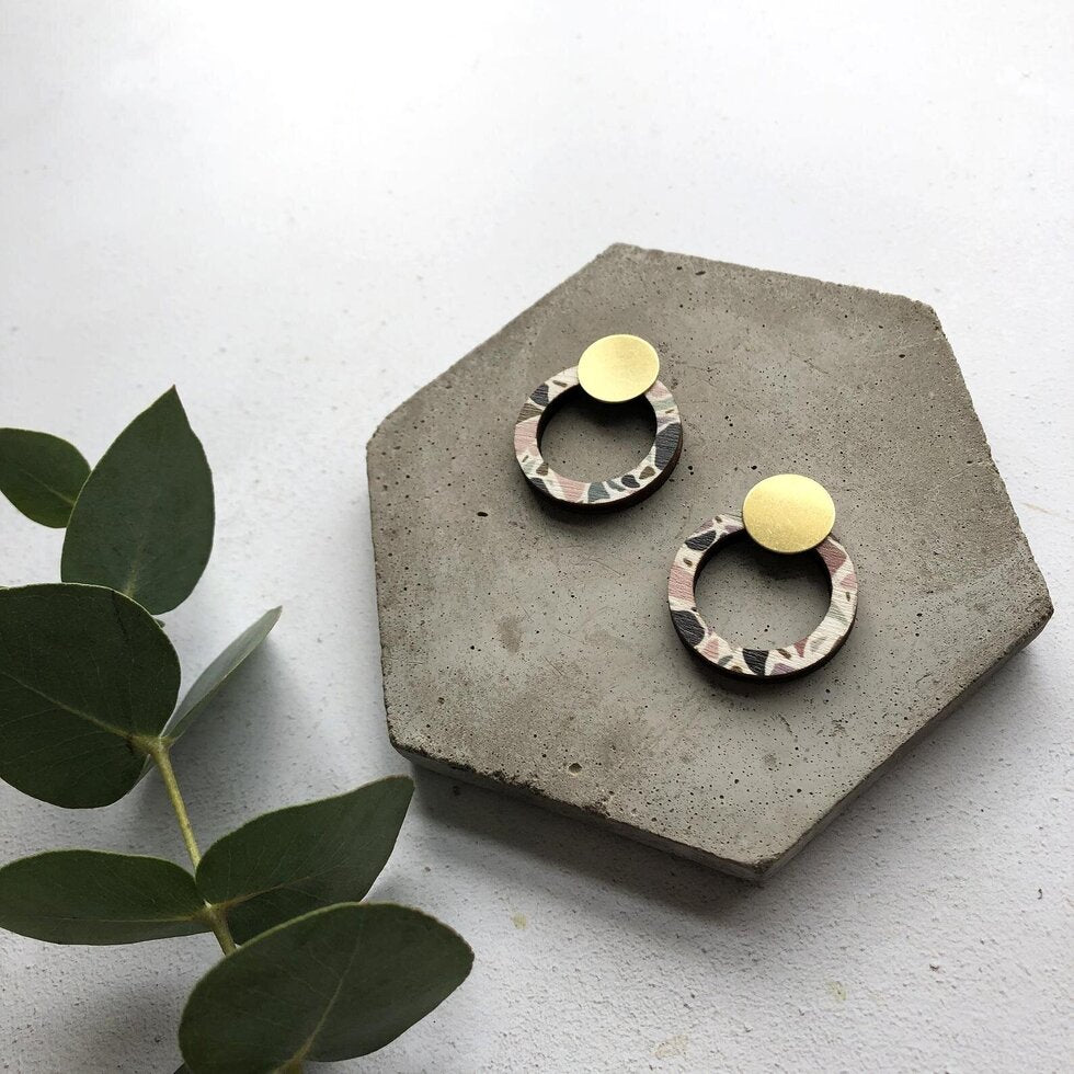 Terrazzo Ring Stud Earrings
