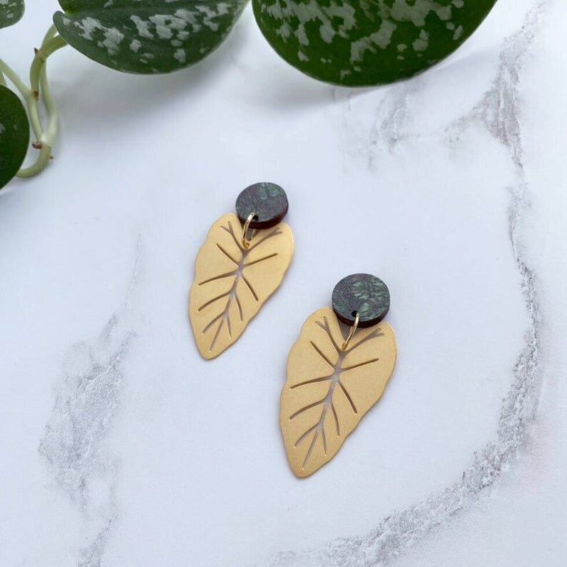 Alocasia Drop Earrings - Gold