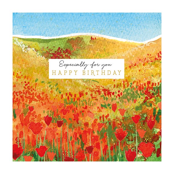 Happy Birthday Poppy Field Card
