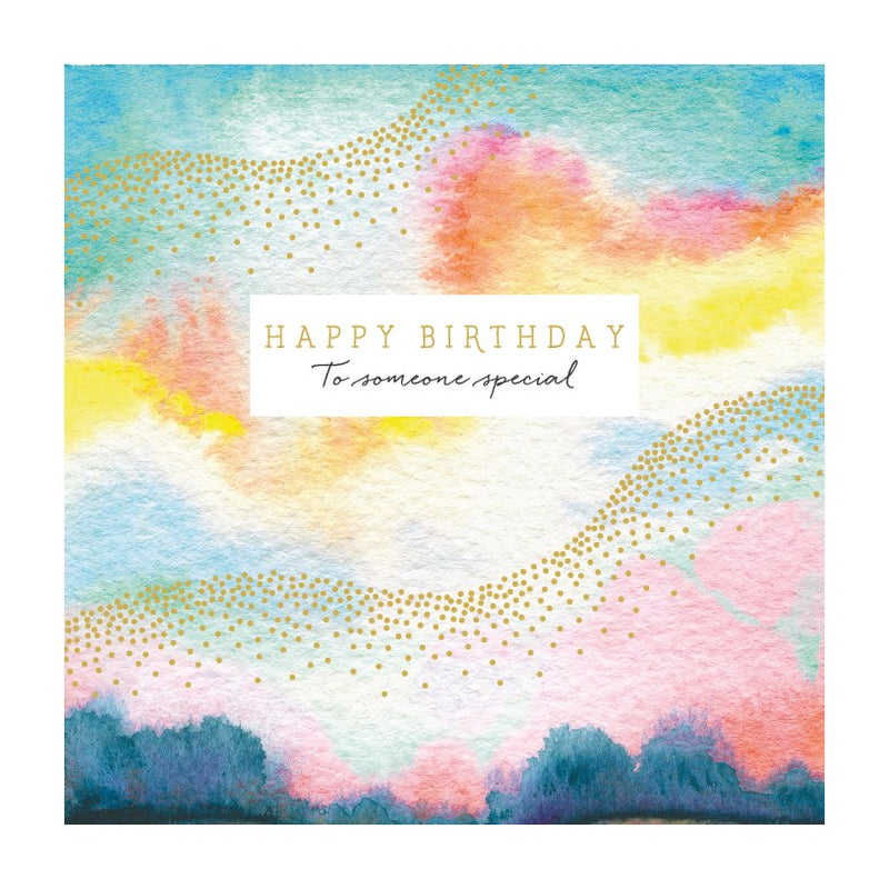 Pink & Blue Watercolour Card