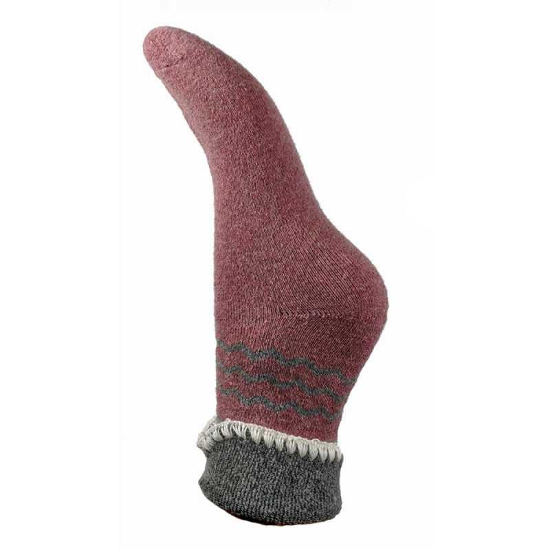 Pink Cuff Socks with Grey Zig Zag Pattern