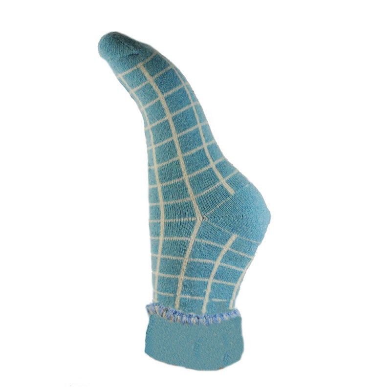 Light Blue Checked Cuff Socks