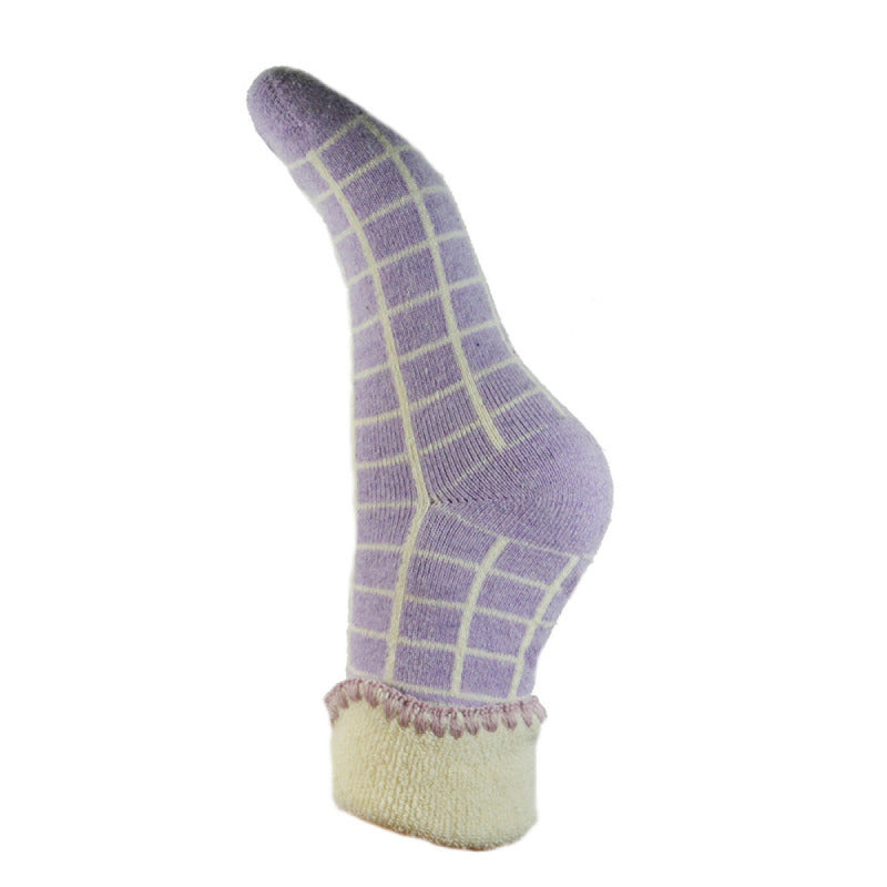 Light Purple Checked Cuff Socks