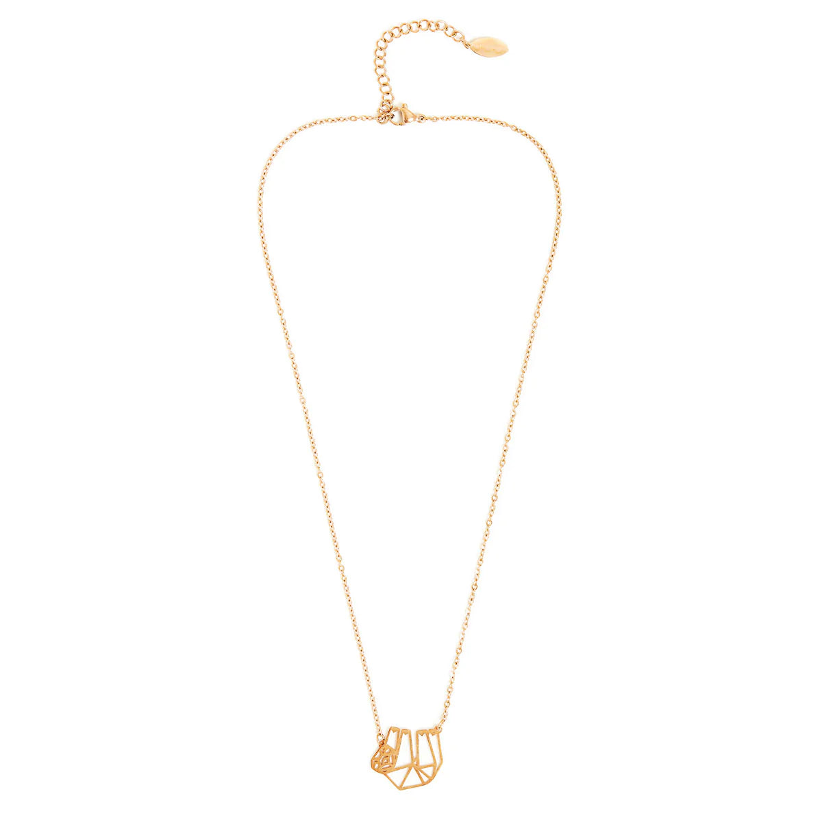Sloth Geometric Necklace Rose Gold