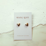 Grey and Gold Heart Stud Earrings