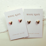 Grey and Gold Heart Stud Earrings