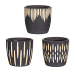 Black Sgrafitto Mini Planters