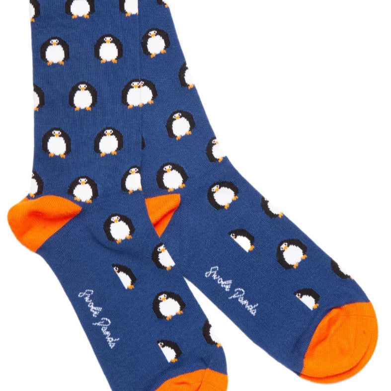 Navy Penguin Bamboo Socks