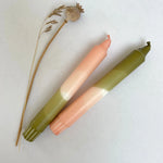 Blush Pink & Olive Dip Dyed Dinner Candles