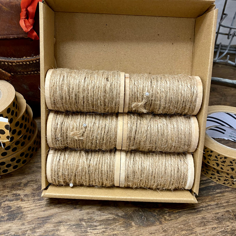Jute Rope on a Wooden Spool - Natural 15m