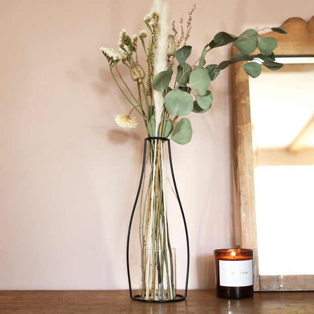 Large Black Metal Wire Outline Vase