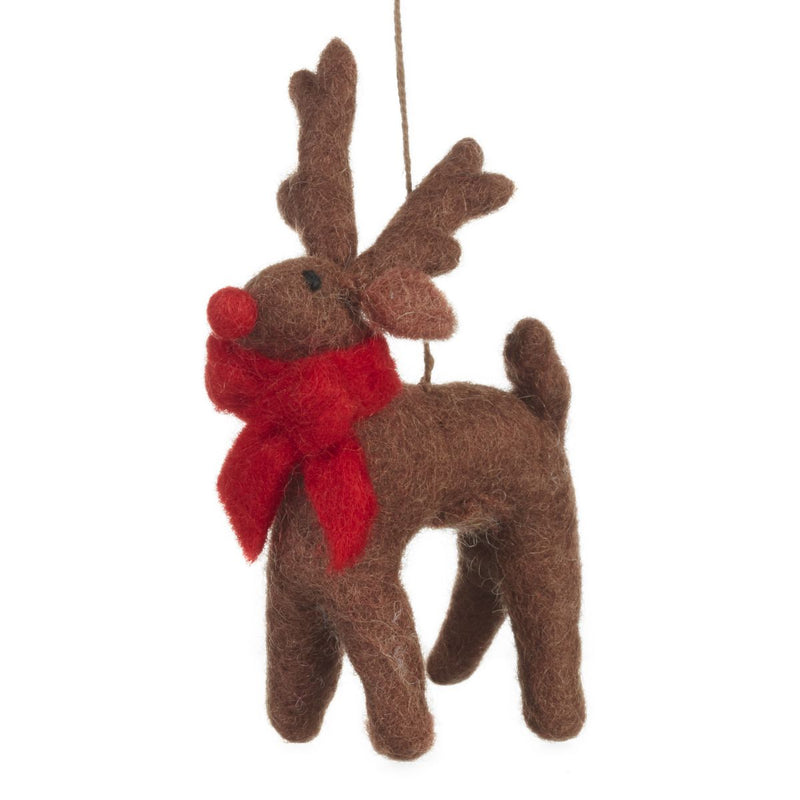 Brown Rudolph 
Handmade Felt Biodegradable Christmas Hanging Decoration