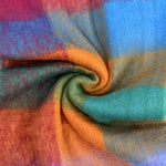 Multi Check Print Wool Tassel Scarf