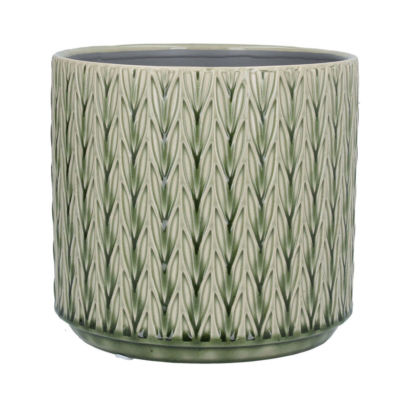 Ceramic Pot Cover 20cm - Green Staghorn