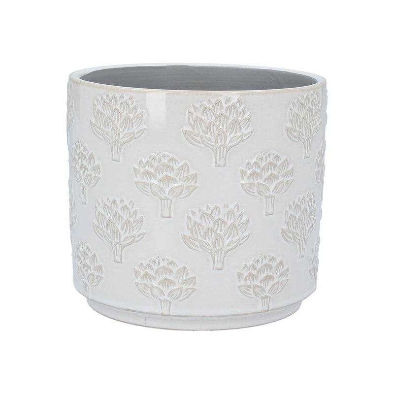 White Artichoke Stoneware Pot Cover