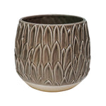 Arles Leaf Embossed Mocha Planter H17Cm W18Cm