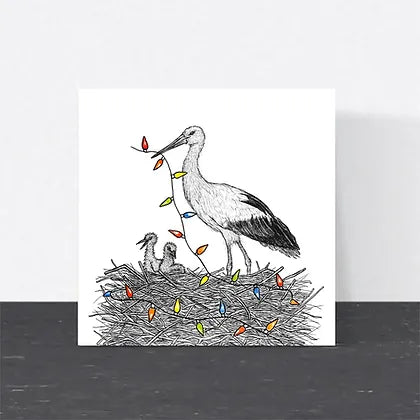 Christmas White Storks Card