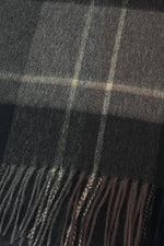 Black Stripe Check Wool Tassel Scarf
