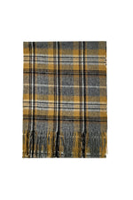 Army Green Stripe Check Wool Tassel Scarf