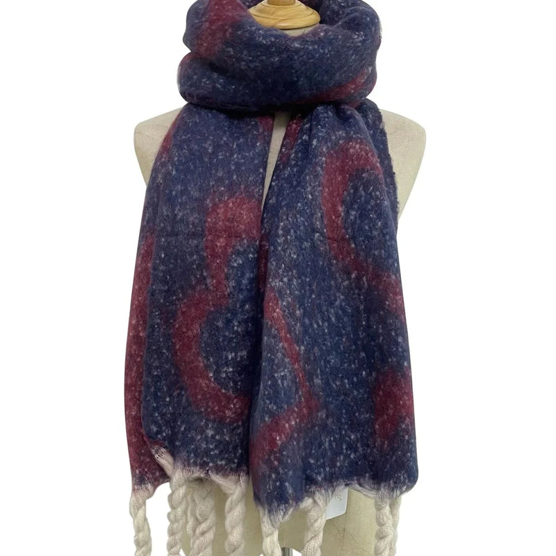 Love Heart Chunky Tassel Wool Blanket Wrap