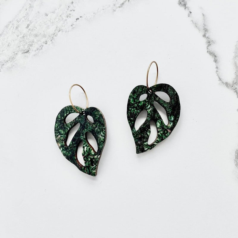 Green Monstera Obliqua Hoops